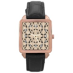 Floral Pattern Paisley Style Paisley Print   Rose Gold Leather Watch  by Eskimos