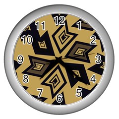 Abstract Pattern Geometric Backgrounds   Wall Clock (silver) by Eskimos