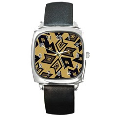 Abstract Pattern Geometric Backgrounds   Square Metal Watch by Eskimos