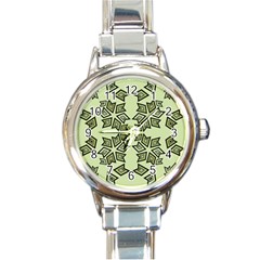 Abstract Pattern Geometric Backgrounds   Round Italian Charm Watch by Eskimos