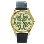 Abstract pattern geometric backgrounds   Round Gold Metal Watch Front