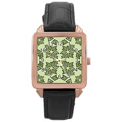 Abstract Pattern Geometric Backgrounds   Rose Gold Leather Watch  by Eskimos