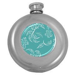 Folk Flowers Print Floral Pattern Ethnic Art Round Hip Flask (5 Oz) by Eskimos