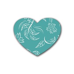 Folk Flowers Print Floral Pattern Ethnic Art Rubber Coaster (heart) by Eskimos