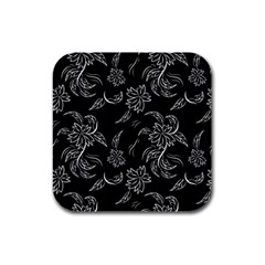 Folk Flowers Print Floral Pattern Ethnic Art Rubber Square Coaster (4 Pack) by Eskimos