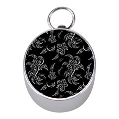 Folk Flowers Print Floral Pattern Ethnic Art Mini Silver Compasses by Eskimos