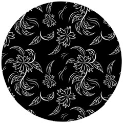 Folk Flowers Print Floral Pattern Ethnic Art Wooden Puzzle Round by Eskimos