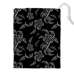 Folk Flowers Print Floral Pattern Ethnic Art Drawstring Pouch (4xl) by Eskimos