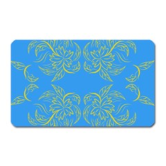 Floral Folk Damask Pattern Fantasy Flowers Floral Geometric Fantasy Magnet (rectangular) by Eskimos