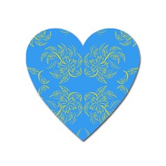 Floral Folk Damask Pattern Fantasy Flowers Floral Geometric Fantasy Heart Magnet by Eskimos