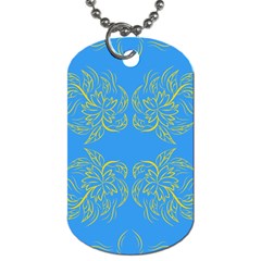 Floral Folk Damask Pattern Fantasy Flowers Floral Geometric Fantasy Dog Tag (two Sides) by Eskimos