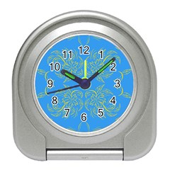 Floral Folk Damask Pattern Fantasy Flowers Floral Geometric Fantasy Travel Alarm Clock by Eskimos