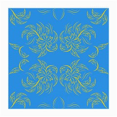 Floral Folk Damask Pattern Fantasy Flowers Floral Geometric Fantasy Medium Glasses Cloth by Eskimos