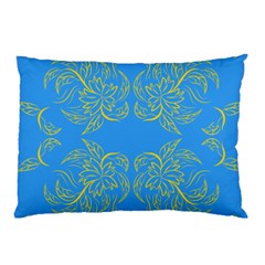 Floral Folk Damask Pattern Fantasy Flowers Floral Geometric Fantasy Pillow Case by Eskimos