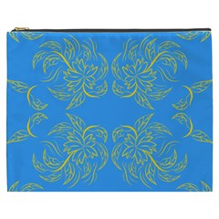 Floral Folk Damask Pattern Fantasy Flowers Floral Geometric Fantasy Cosmetic Bag (xxxl) by Eskimos