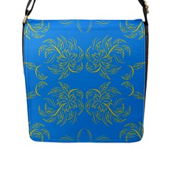 Floral Folk Damask Pattern Fantasy Flowers Floral Geometric Fantasy Flap Closure Messenger Bag (l) by Eskimos