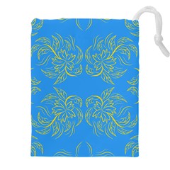 Floral Folk Damask Pattern Fantasy Flowers Floral Geometric Fantasy Drawstring Pouch (4xl) by Eskimos