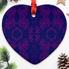 Floral Folk Damask Pattern Fantasy Flowers  Ornament (heart) by Eskimos