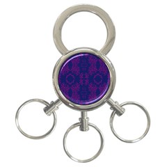 Floral Folk Damask Pattern Fantasy Flowers  3-ring Key Chain by Eskimos