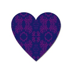 Floral Folk Damask Pattern Fantasy Flowers  Heart Magnet by Eskimos