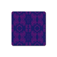 Floral Folk Damask Pattern Fantasy Flowers  Square Magnet by Eskimos