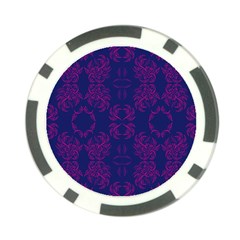 Floral Folk Damask Pattern Fantasy Flowers  Poker Chip Card Guard by Eskimos