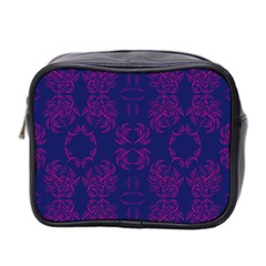 Floral Folk Damask Pattern Fantasy Flowers  Mini Toiletries Bag (two Sides) by Eskimos