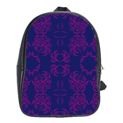 Floral Folk Damask Pattern Fantasy Flowers  School Bag (xl) by Eskimos