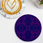 Floral folk damask pattern Fantasy flowers  UV Print Round Tile Coaster Front