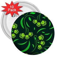 Folk Flowers Print Floral Pattern Ethnic Art 3  Buttons (10 Pack)  by Eskimos