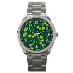 Folk Flowers Print Floral Pattern Ethnic Art Sport Metal Watch by Eskimos