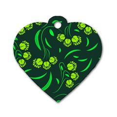 Folk Flowers Print Floral Pattern Ethnic Art Dog Tag Heart (one Side) by Eskimos