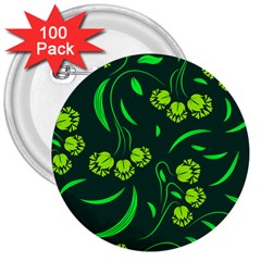 Folk Flowers Print Floral Pattern Ethnic Art 3  Buttons (100 Pack)  by Eskimos