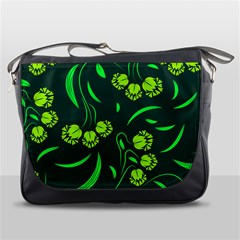 Folk Flowers Print Floral Pattern Ethnic Art Messenger Bag by Eskimos