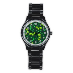 Folk Flowers Print Floral Pattern Ethnic Art Stainless Steel Round Watch by Eskimos