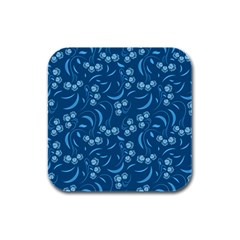 Folk Flowers Print Floral Pattern Ethnic Art Rubber Square Coaster (4 Pack) by Eskimos