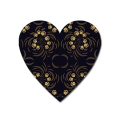 Floral Folk Damask Pattern Fantasy Flowers Floral Geometric Fantasy Heart Magnet by Eskimos