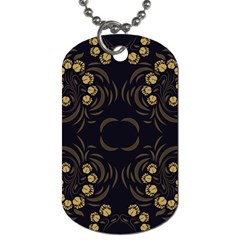 Floral Folk Damask Pattern Fantasy Flowers Floral Geometric Fantasy Dog Tag (two Sides) by Eskimos