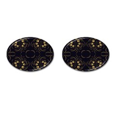 Floral Folk Damask Pattern Fantasy Flowers Floral Geometric Fantasy Cufflinks (oval) by Eskimos