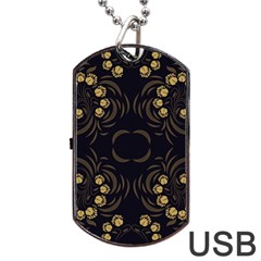 Floral Folk Damask Pattern Fantasy Flowers Floral Geometric Fantasy Dog Tag Usb Flash (two Sides) by Eskimos