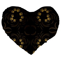 Floral Folk Damask Pattern Fantasy Flowers Floral Geometric Fantasy Large 19  Premium Heart Shape Cushions by Eskimos