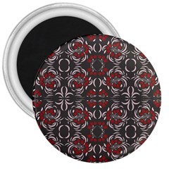 Floral Folk Damask Pattern Fantasy Flowers Floral Geometric Fantasy 3  Magnets by Eskimos