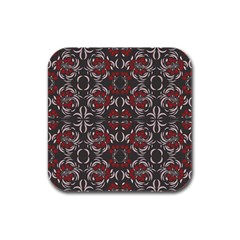 Floral Folk Damask Pattern Fantasy Flowers Floral Geometric Fantasy Rubber Square Coaster (4 Pack) by Eskimos