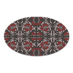 Floral Folk Damask Pattern Fantasy Flowers Floral Geometric Fantasy Oval Magnet by Eskimos