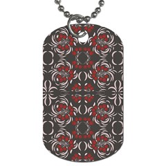 Floral Folk Damask Pattern Fantasy Flowers Floral Geometric Fantasy Dog Tag (one Side) by Eskimos