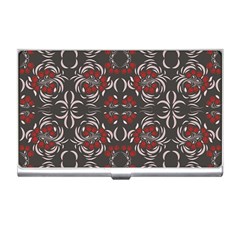 Floral Folk Damask Pattern Fantasy Flowers Floral Geometric Fantasy Business Card Holder by Eskimos