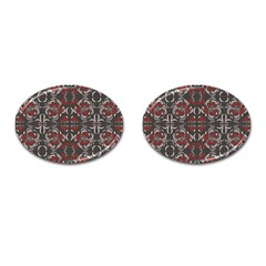 Floral Folk Damask Pattern Fantasy Flowers Floral Geometric Fantasy Cufflinks (oval) by Eskimos