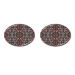 Floral folk damask pattern Fantasy flowers Floral geometric fantasy Cufflinks (Oval) Front(Pair)