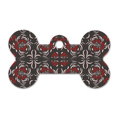 Floral Folk Damask Pattern Fantasy Flowers Floral Geometric Fantasy Dog Tag Bone (one Side) by Eskimos