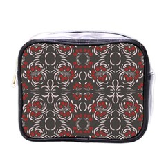 Floral Folk Damask Pattern Fantasy Flowers Floral Geometric Fantasy Mini Toiletries Bag (one Side) by Eskimos